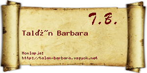 Talán Barbara névjegykártya